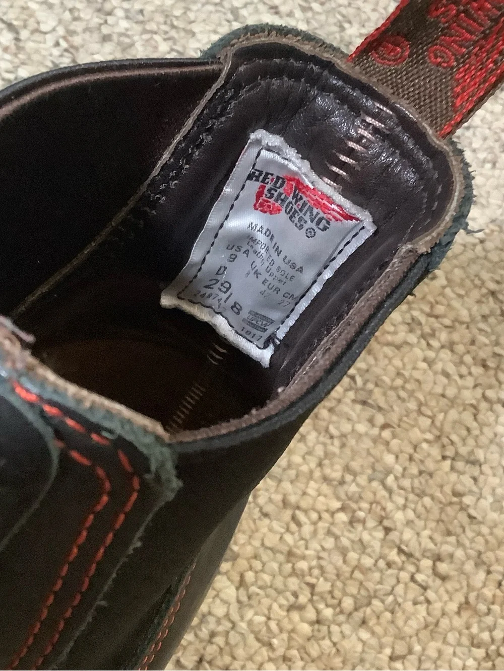 Red Wing Shoes Men's Black Leather Chelsea Boots with Brown Trim